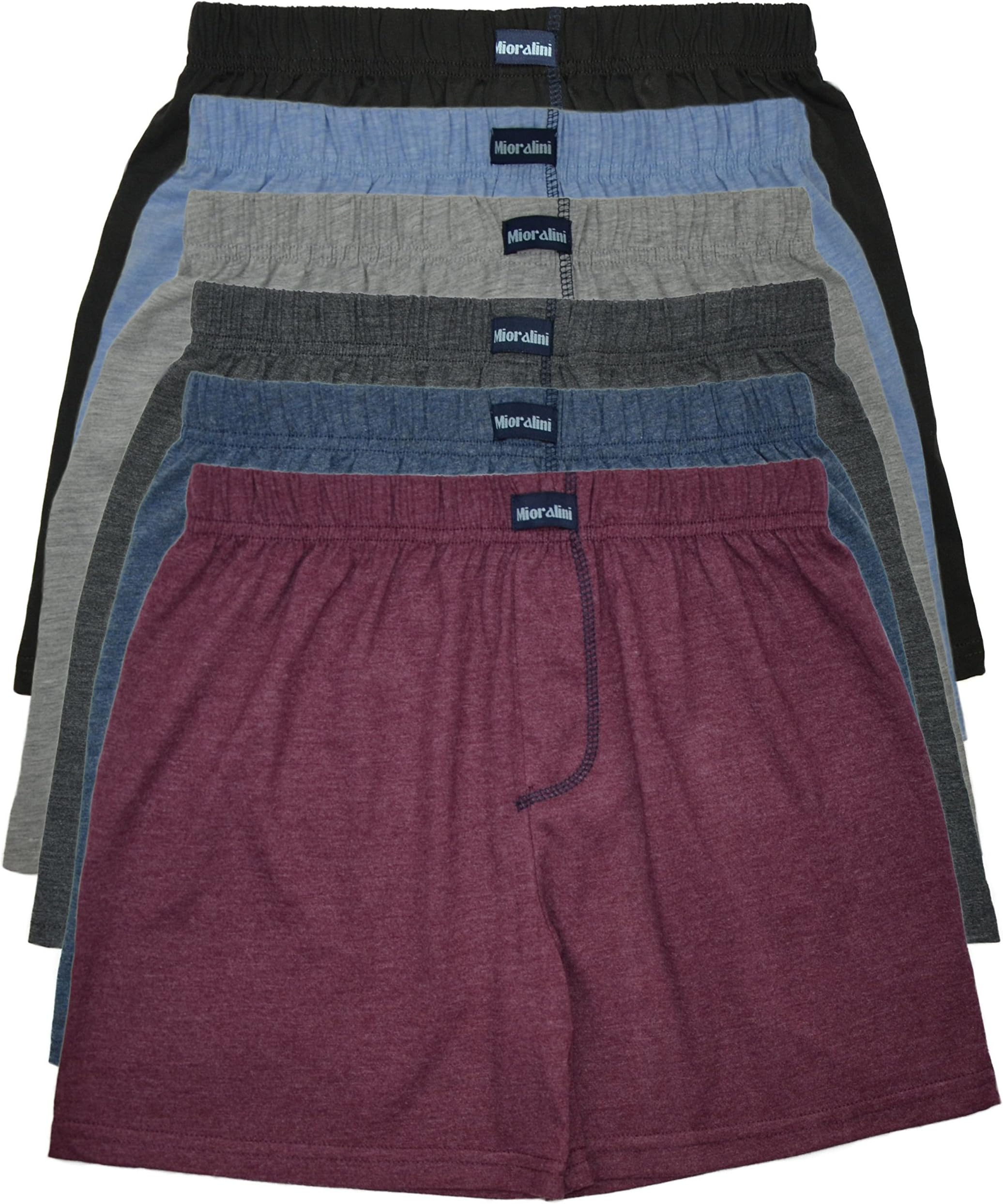 12 or 6 Men's Soft Cotton Boxershorts Multicolored with and Without Button and Fly