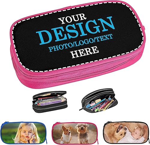 Miniatura 10 de Estuche para lápices personalizado para añadir foto, texto, logotipo, bolsa para bolígrafos, caja de lápices con cremallera de gran capacidad para