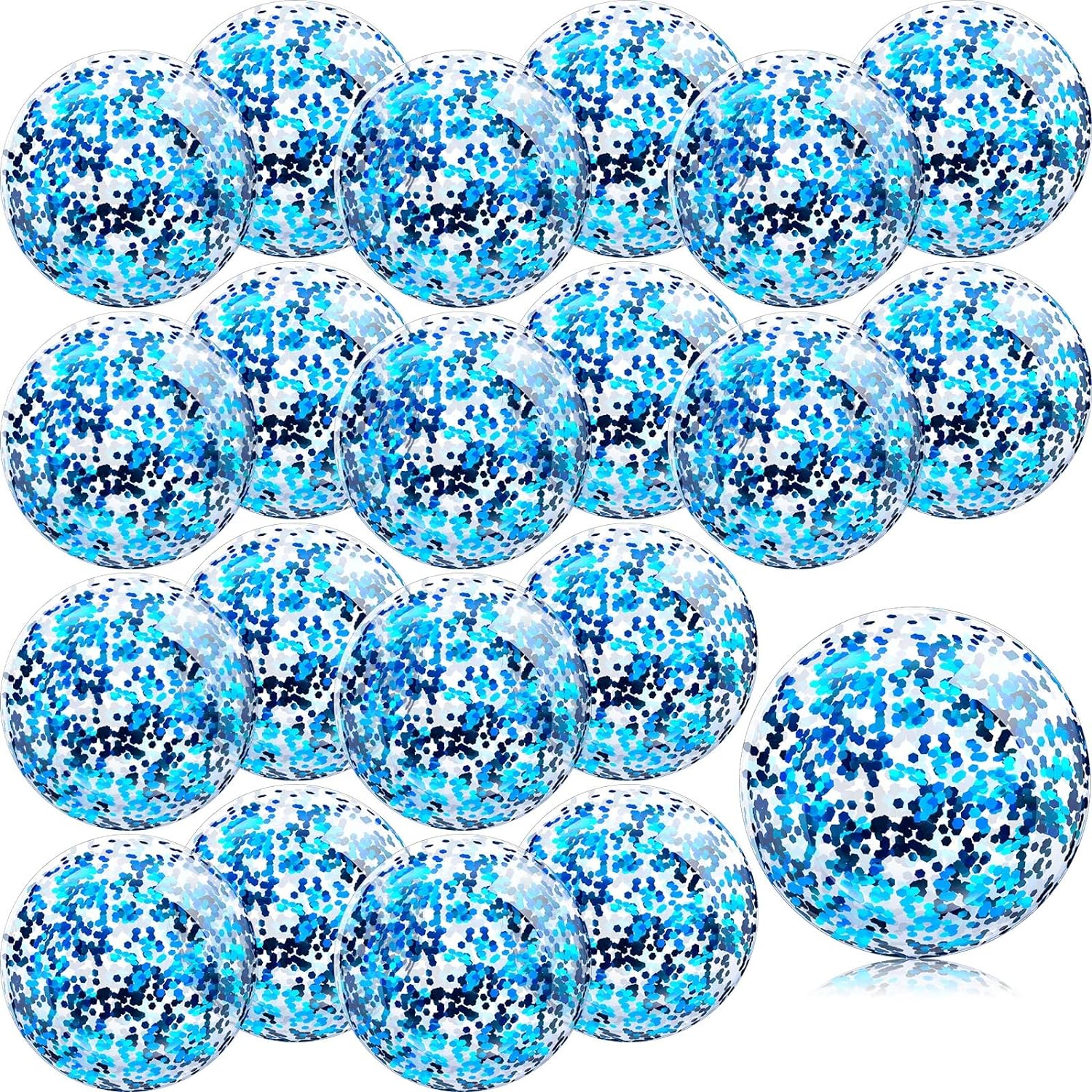 Zhanmai 20 Pieces 8 Inch Mini Glitter Beach Balls Bulk Clear Inflatable Pool Beach Ball for Summer Party Favors for Pool and Decorations(Blue)