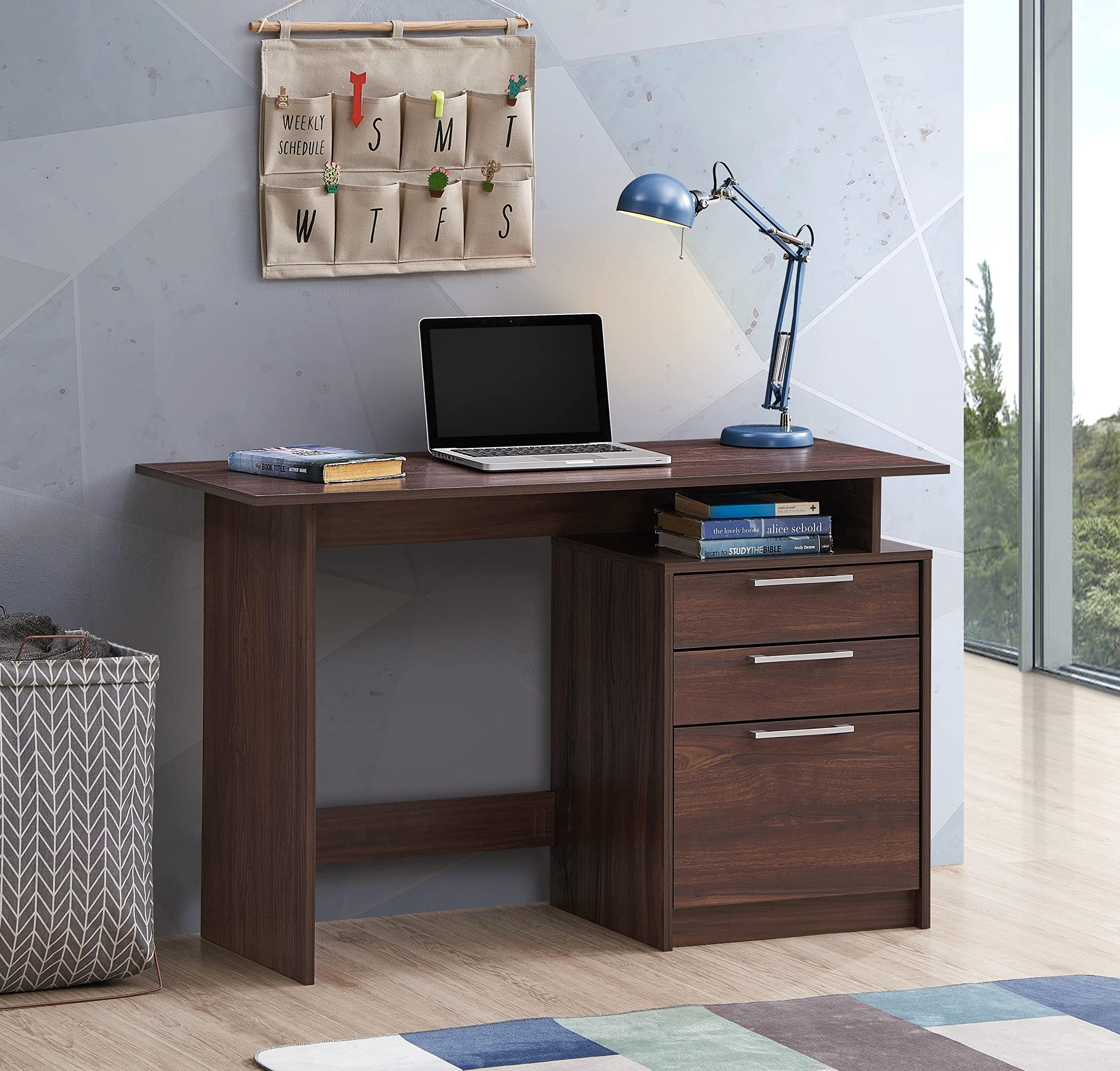 DeckUp Turrano Engineered Wood Study Table and Office Desk (Walnut, Matte Finish)