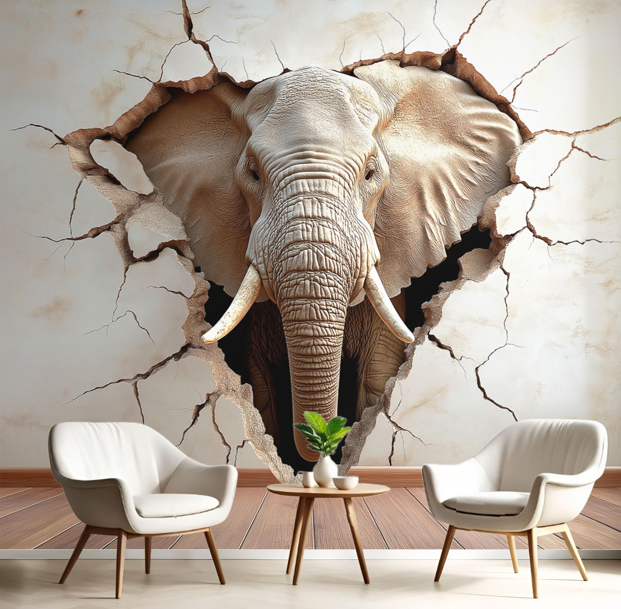 Papier peint panoramique animaux éléphant 3D décoration murale poétique