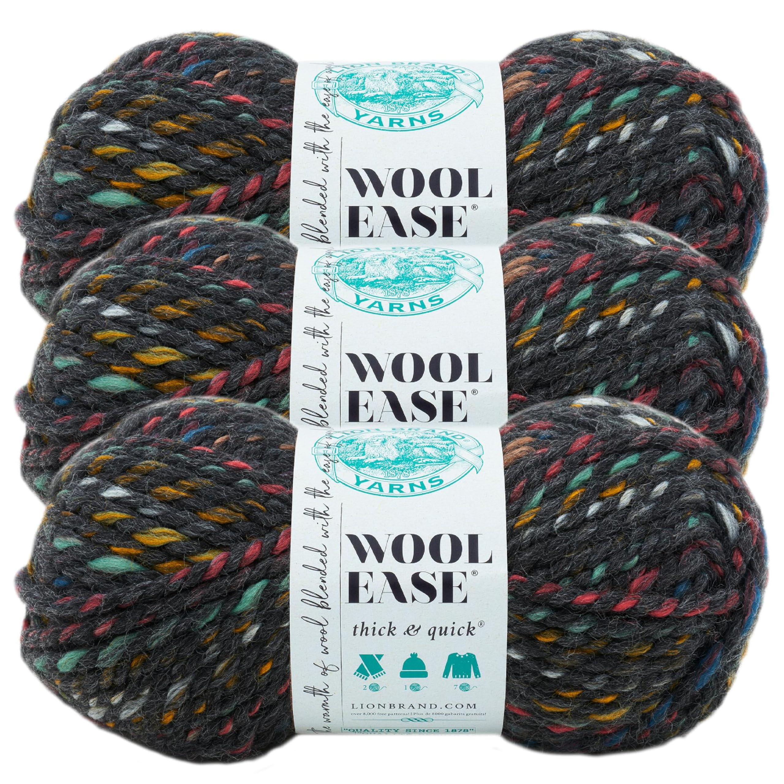 Lion Brand Yarn Wool-Ease Thick and Quick Yarn, Soft and Bulky Yarn for Knitting, Crocheting, and Crafting, 3 Pack, Bedrock