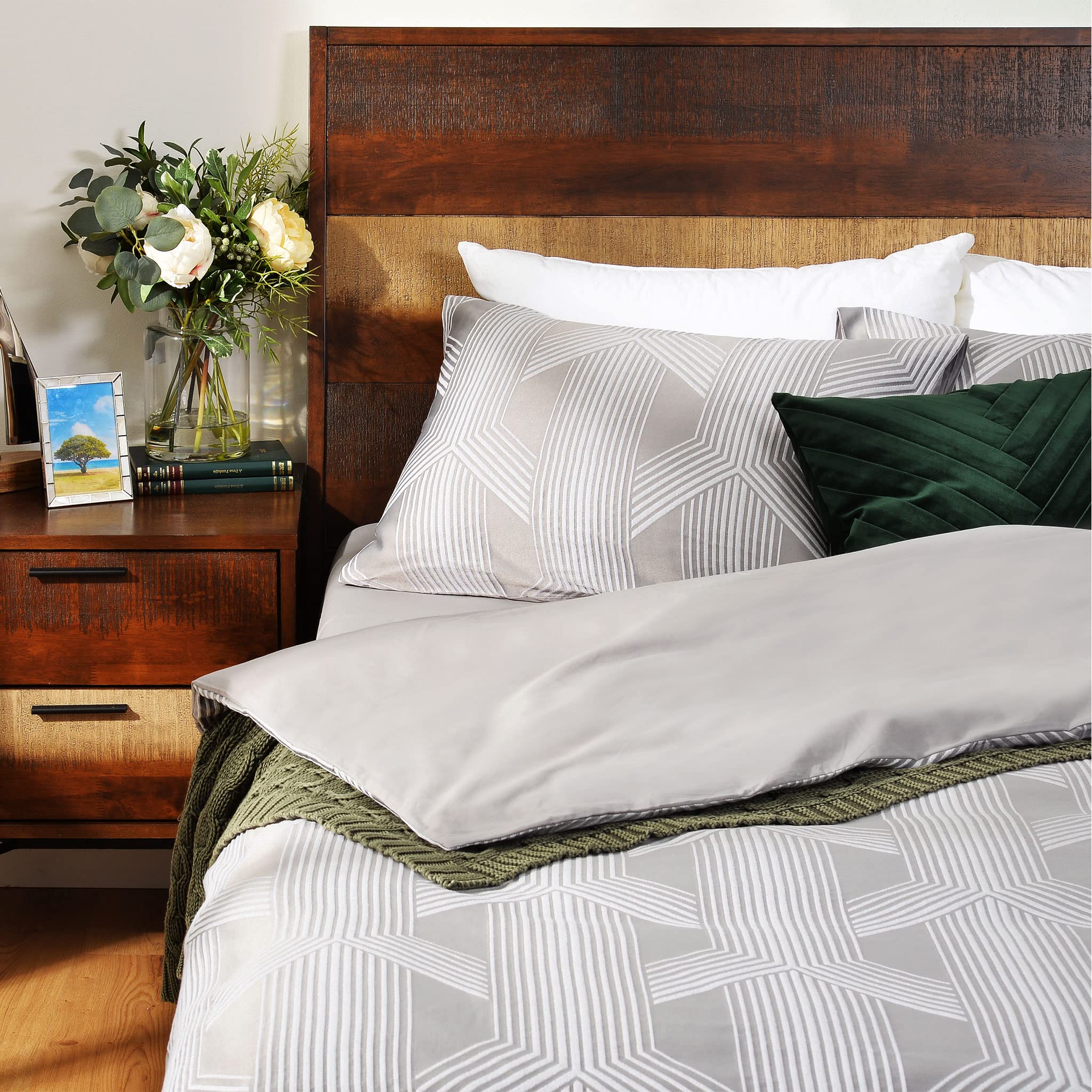 YF41387101 4-teiliges Bettwäsche-Set Cheryl 200x220cm grau