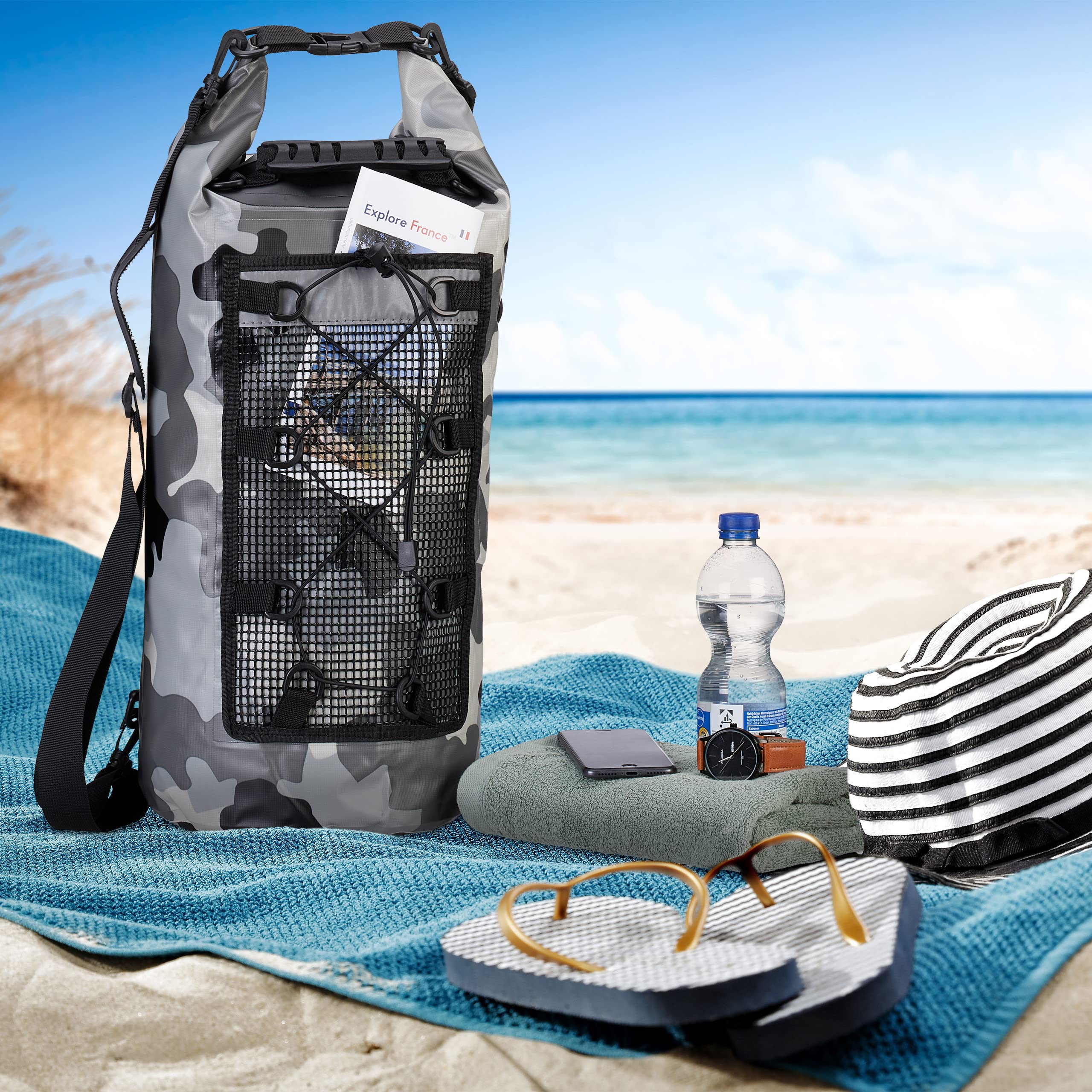 Relaxdays Ocean Pack, 20 l, wodoszczelny, worek do pakowania, lekka torba sucha, żeglarstwo, narty, snowboard, kolor
