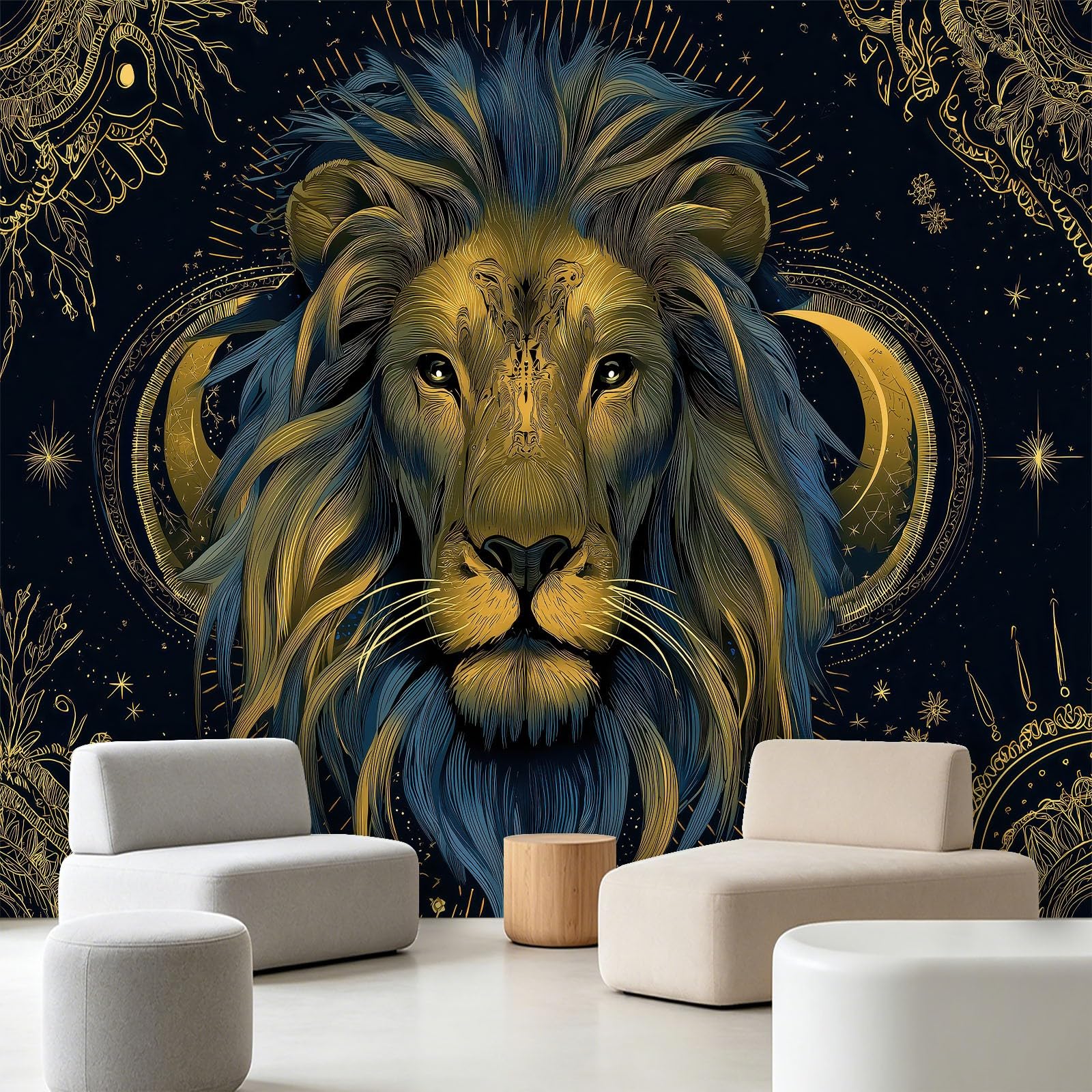 Générique Papier Peint Panoramique Animaux Gros Plan 300 x 210 cm - Décoration Murale Tête De Lion - Tapisserie Murales Papier Peint Intissé - Poster Tableaux Photo Muraux