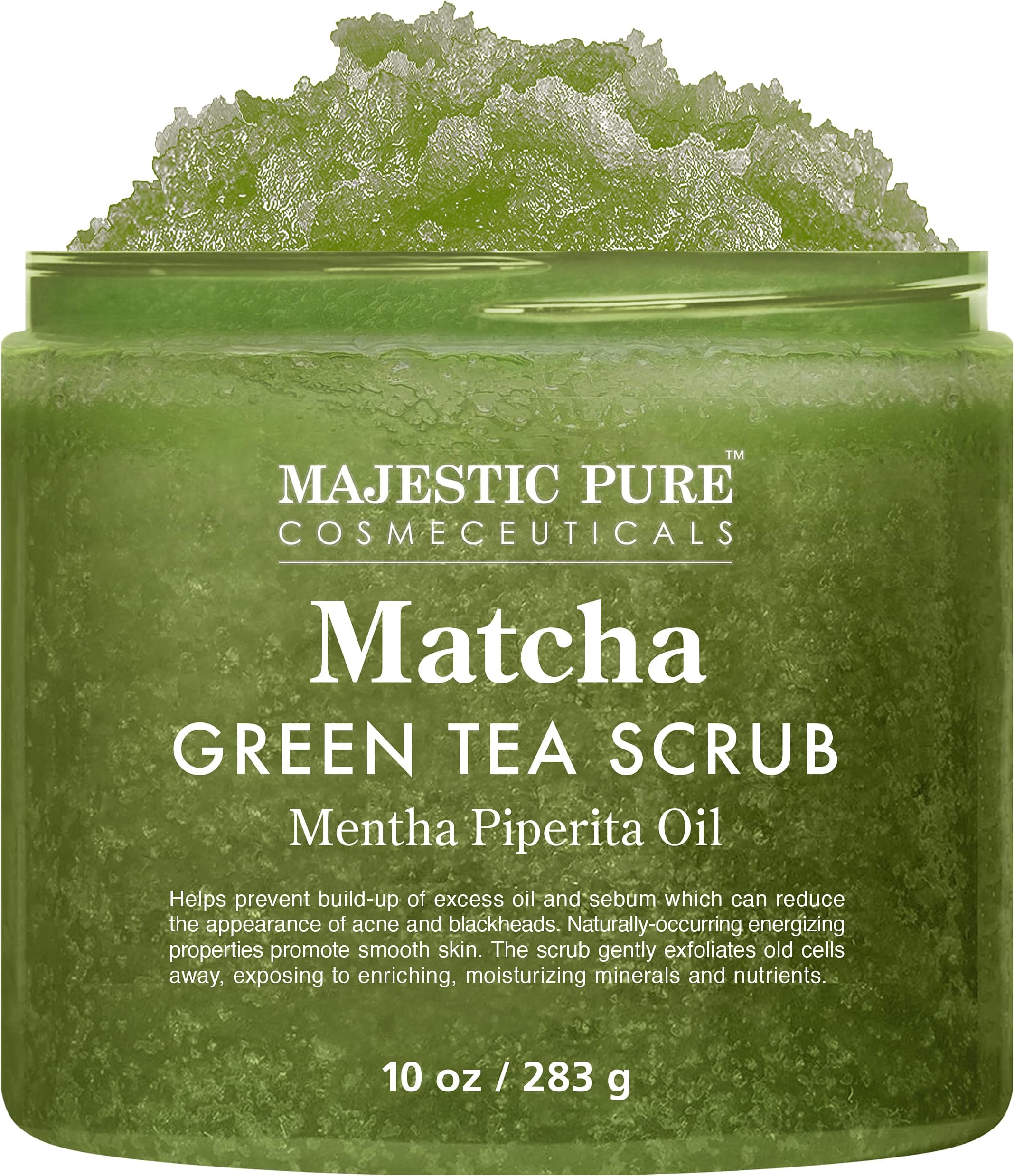 Matcha Green Tea Body Scrub for All Natural Skin Care - Exfoliating Multi Purpose Body and Facial Scrub Moisturizes and Nourishes Face and Skin - 10 oz - Great Gift for Her