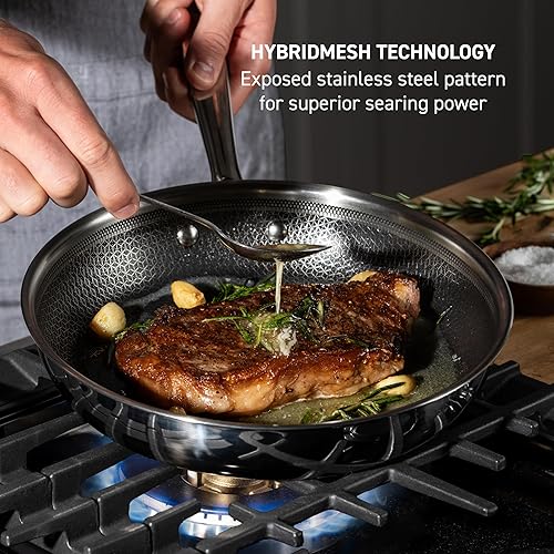 Miniatura 2 de T-fal HybridMesh - Sartén de acero inoxidable de tres capas de 8 pulgadas, apta para horno de inducción 500 F, apta para utensilios de metal, ideal