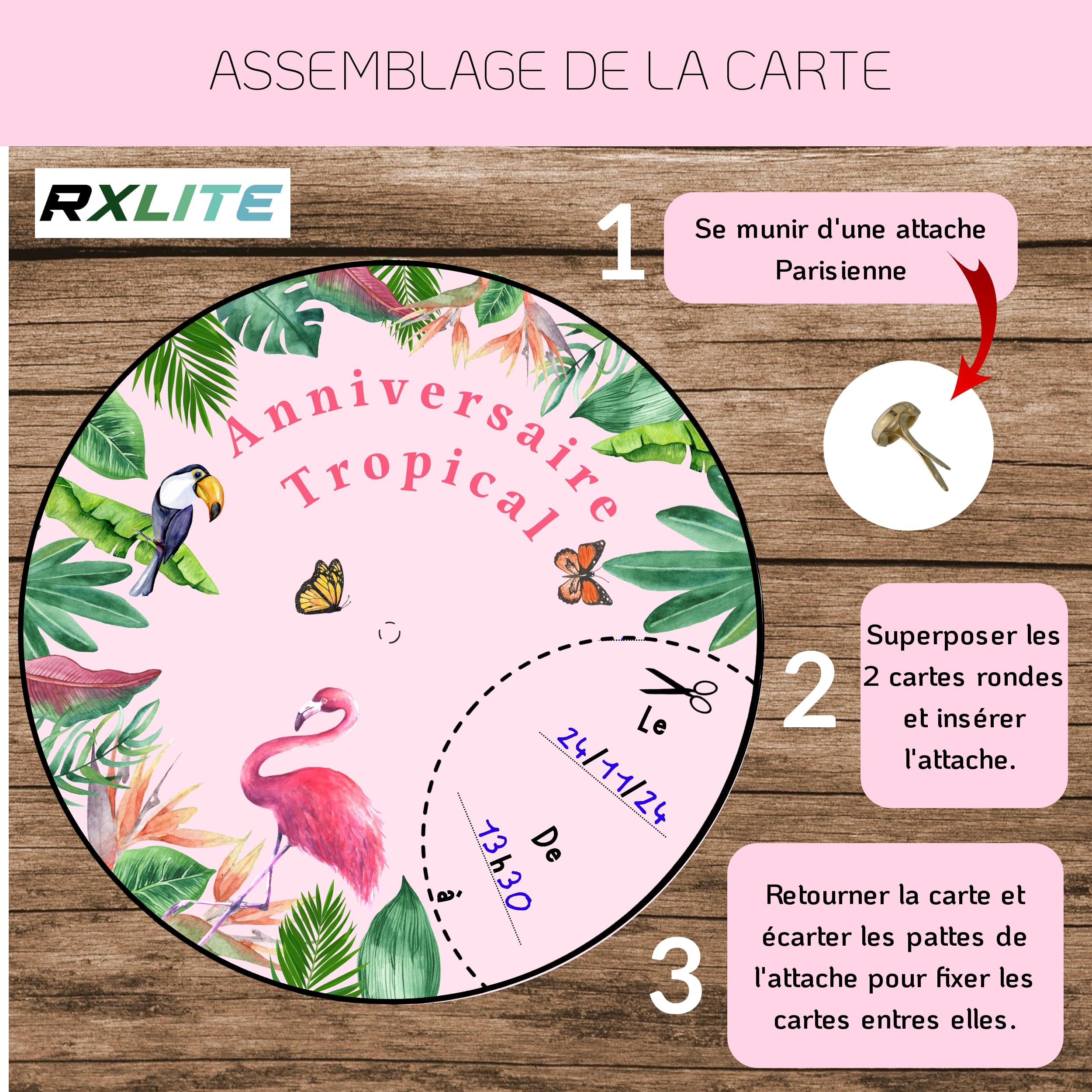 Kit 10 Cartes Invitation Anniversaire Thème TROPICAL + Enveloppes Et Stickers | Fête Été Enfant Adulte