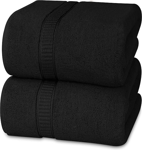 Utopia Towels - Premium Jumbo Bath Sheet (90 x 180 cm, 2 Pack) - 100% Ring Spun Cotton Highly Absorbent and Quick Dry Extra Large Bath Sheet - Super Soft Hotel Quality Towel (Black)