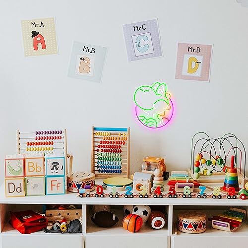 Miniatura 10 de Letrero de neón de anime, dinosaurios, luces LED de neón regulables para decoración de pared de dormitorio, decoración de sala de juegos, decoración