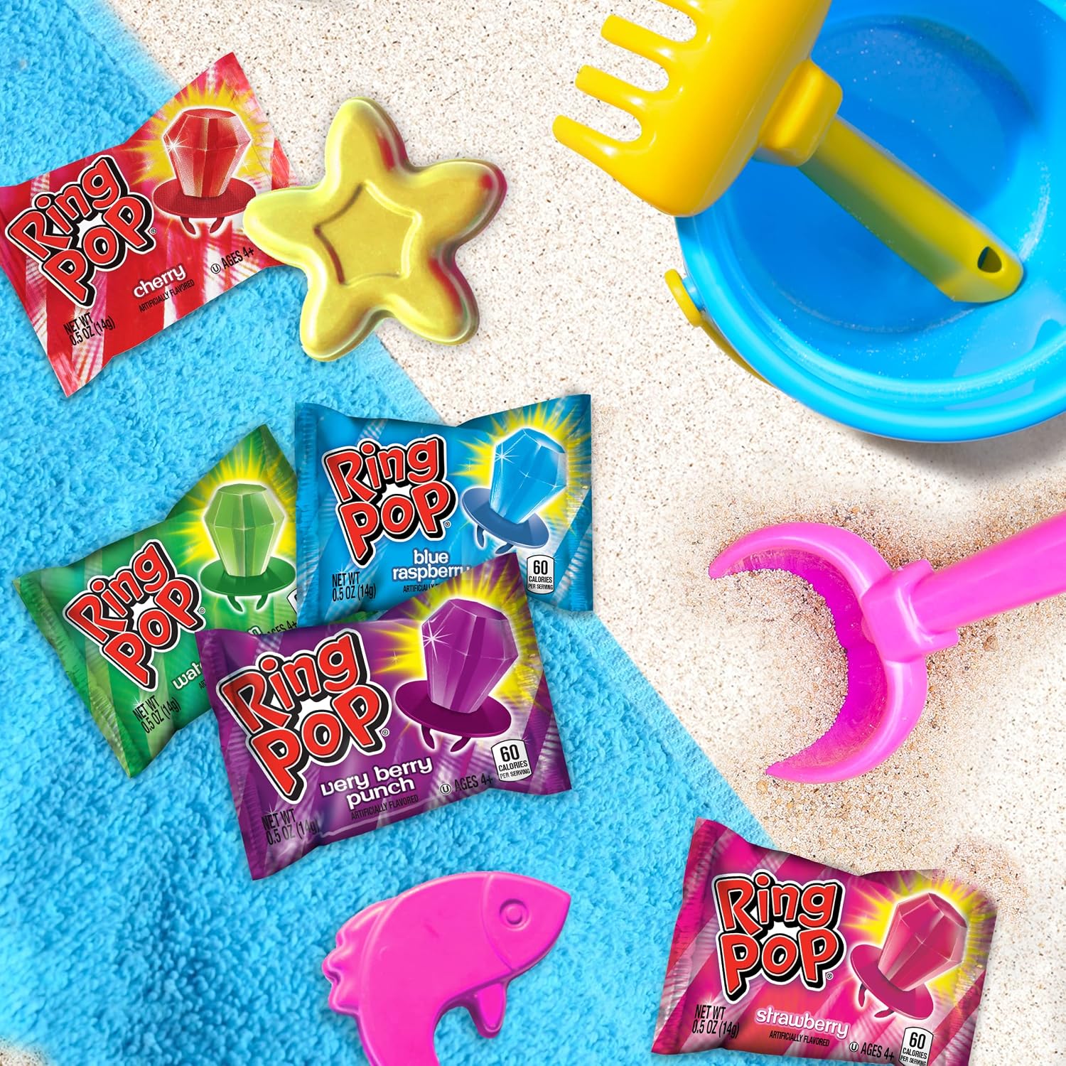 Ring Pop Colorfest Individually Wrapped Pink Strawberry 30 Count Bulk Lollipop Pack - Lollipop Suckers - Fun Candy Bulk For Party Favors, Color Parties, Pool Parties, & 4th of July - Summer Treats for Kids
