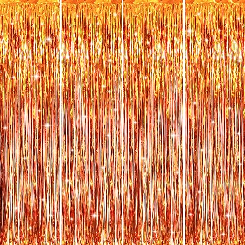 Miniatura 10 de GOER - Cortinas de tiras metálicas/oropel para fiestas, telón de fondo para fotos, Halloween, cumpleaños, graduaciones, Año Nuevo, decoración