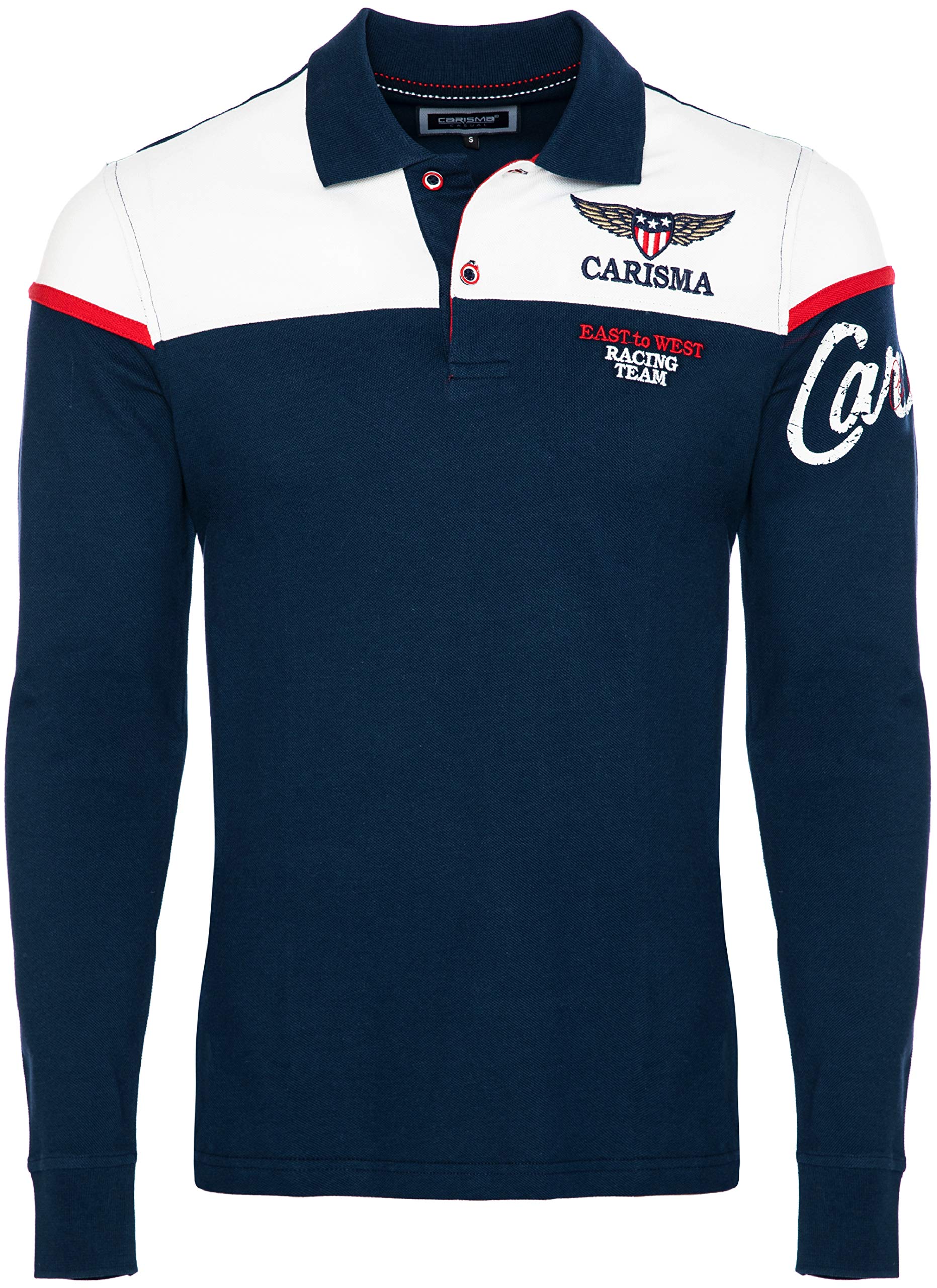 CARISMA Polo a maniche lunghe da uomo in cotone • Maglia a maniche lunghe da uomo con ricamo, vestibilità regolare per uomo con piacevole ufficio e tempo libero
