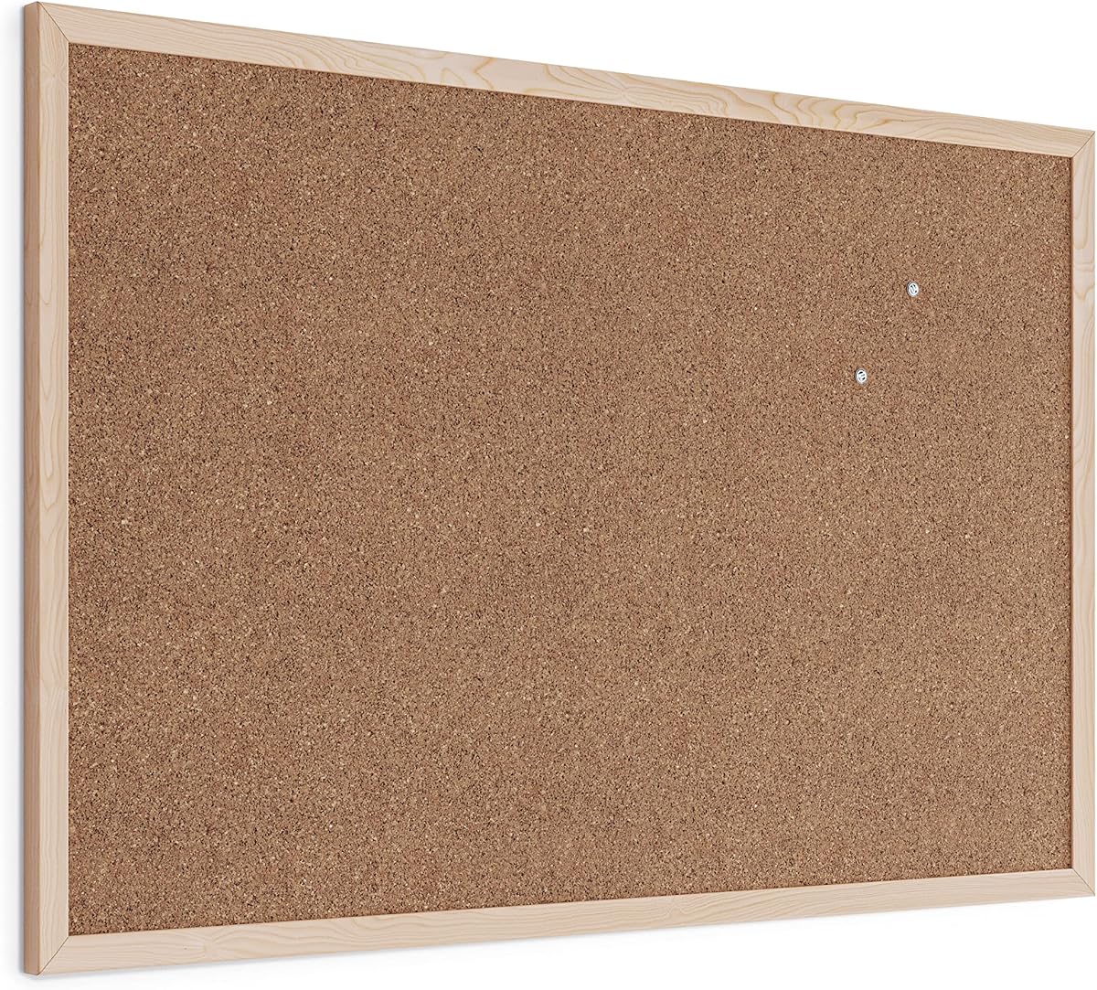 Cork Bulletin Board, 36" x 24" Inches, Light Birch Wood Frame