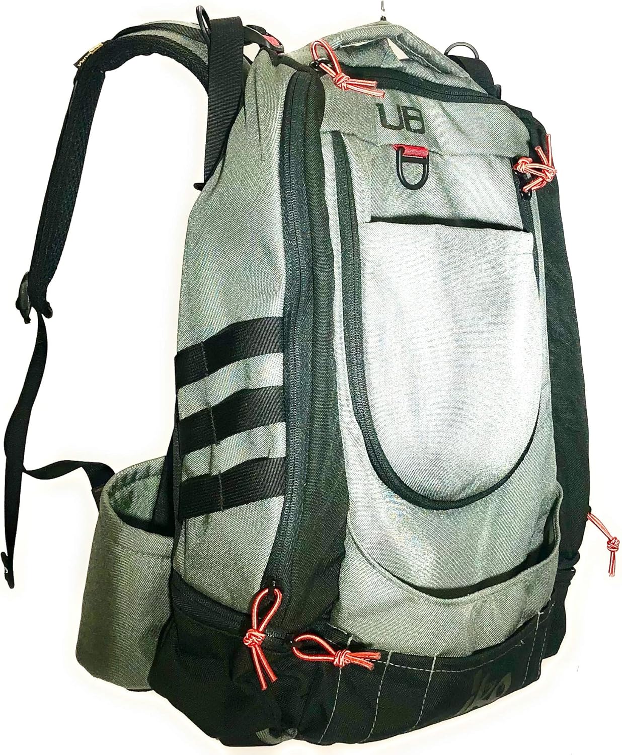 the Iko Disc Golf Backpack (Grey with Red Accents)