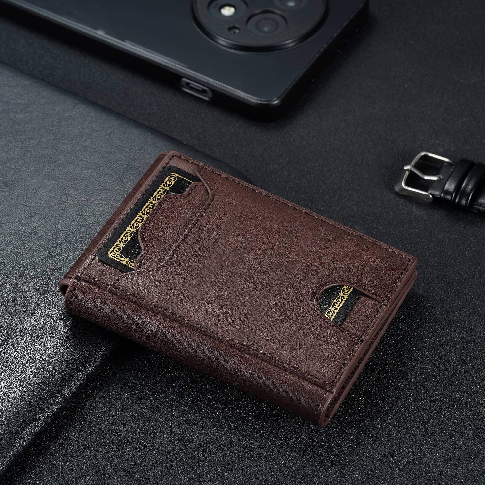 furid Leather Slim Wallet for Men Minimalist: Magnetic Closure Bifold Front Pocket Wallets with Money Clip - Rfid Credit Card Holder Wallet - Gifts for Men at Birthday