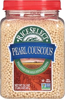 RiceSelect Pearl Couscous Israeli-Style Non-GMO Wheat Pasta 24.5oz Jar - Toasted Pearls for Salads Soups