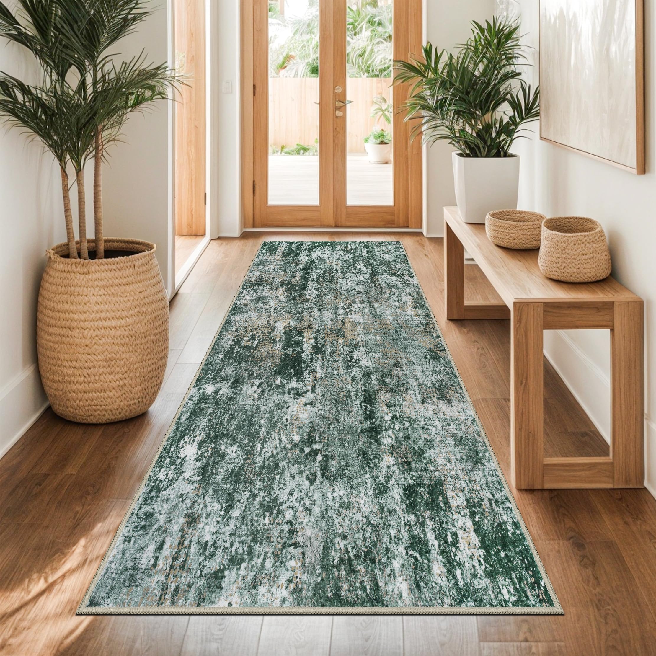 Capslpad Abstrakter Läufer Teppich für Flur Waschbar rutschfest Modern Minimalistisch Kurzflor für Wohnzimmer Schlafzimmer
