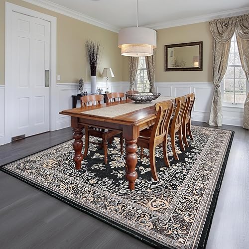 Miniatura 5 de Chicrug Alfombras de lujo negras de 5 x 7 pies para sala de estar, alfombras grandes antideslizantes lavables para dormitorio, alfombra suave