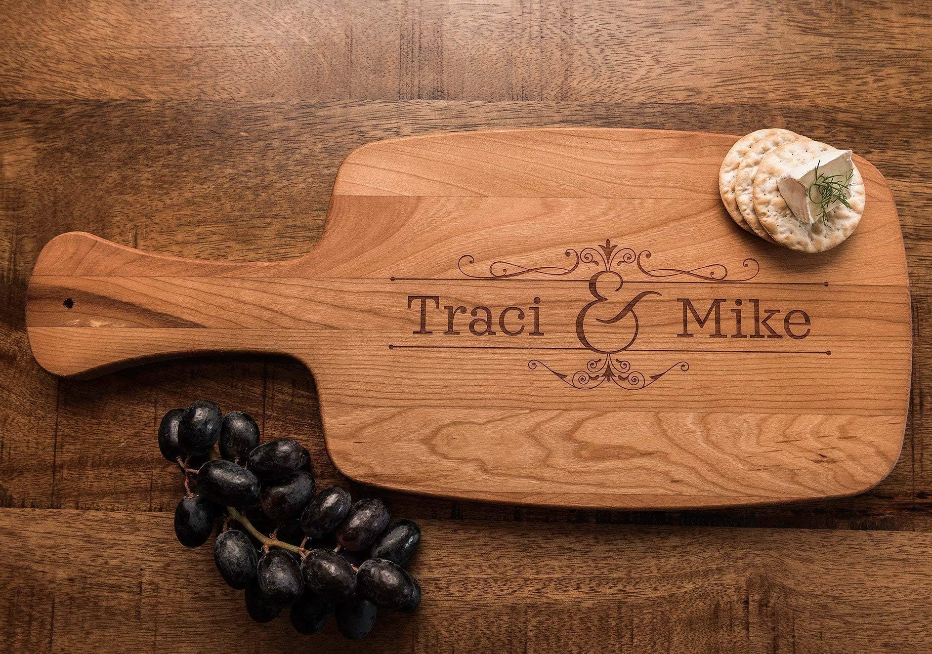 Personalized Engraved Cheese Board with First Names and Date