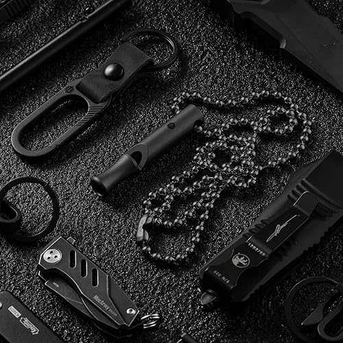 Miniatura 8 de KeyUnity Silbato de emergencia de titanio con cordón de metal, 120 dB+, silbato de supervivencia al aire libre de una pieza, ultraligero, a prueba