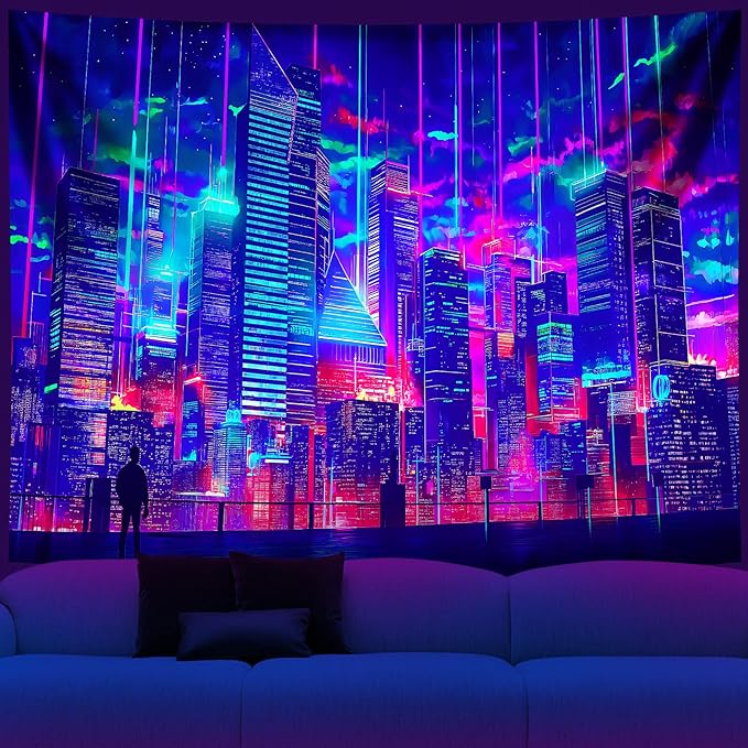 John Wick Regresa en Videojuego, con Keanu Reeves y Chad Stahelski 11 91X6RaJOzfL. AC SX679 NYZE City Blacklight Tapestry, Japanese Anime Tapestry Punk Game Fantasy Night View Cityscape Futuristic Neon Art Wall Hanging Tapestries for Bedroom Decor 59x51in