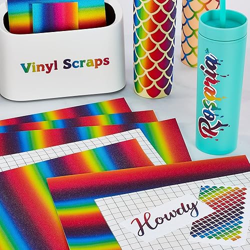 Miniatura 6 de iVyne Paquete de 10 hojas de vinilo holográfico permanente de 12 x 12 pulgadas, vinilo multicolor reflectante autoadhesivo para Cricut, vinilo