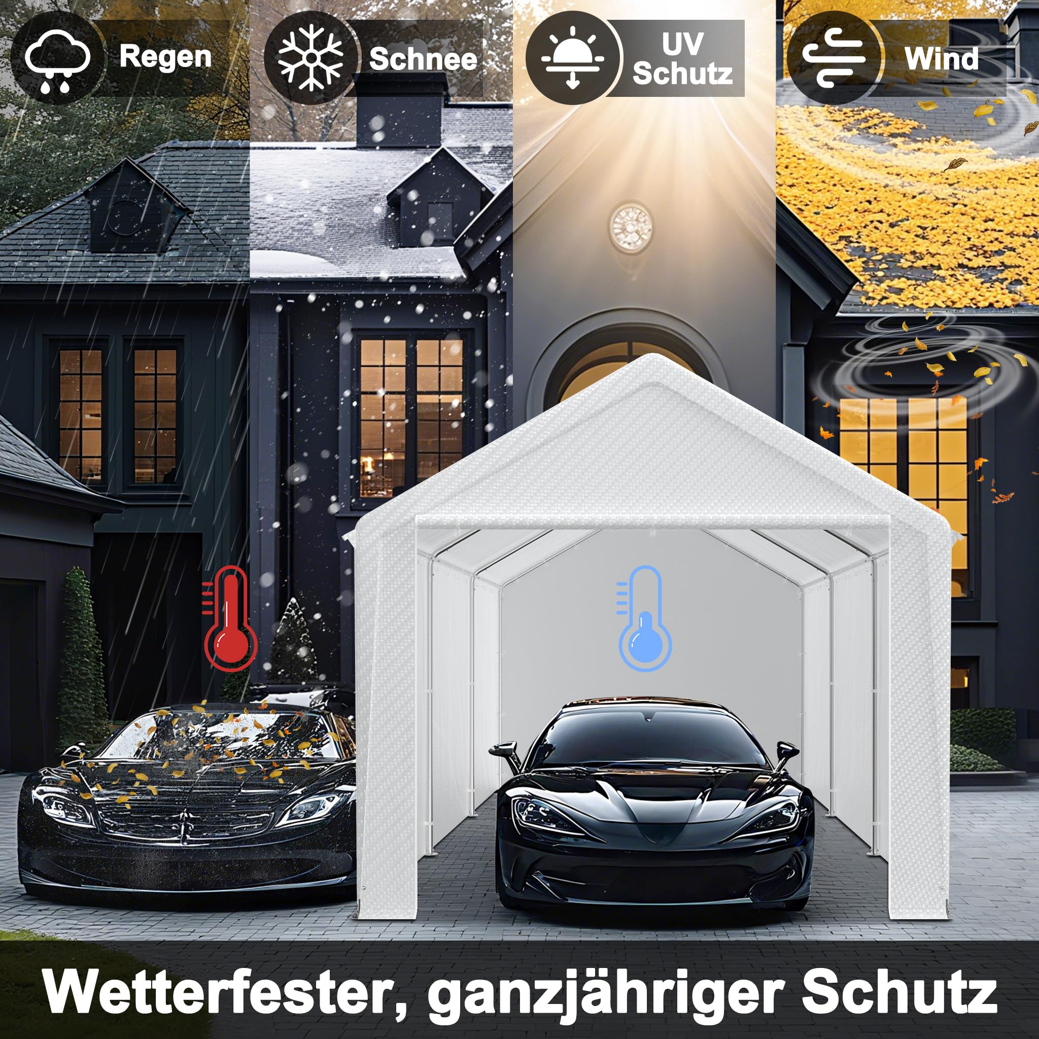 LILIIN Tenda Garage 3x6 m Polietilene 170 g/m² Resistente Inverno UV