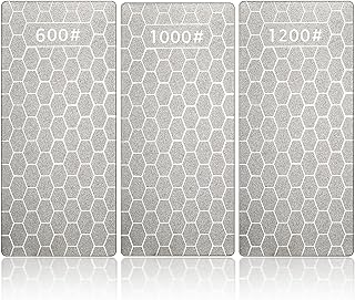3 Pieces Diamond Sharpening Stone Diamond Plate Honing Stone Diamond Professional Bench Stone For Kitchen Sharpening Dull, Blunt Or Tired Edges, 5.9 x 2.48 Inches (600 Grit, 1000 Grit, 1200 Grit)