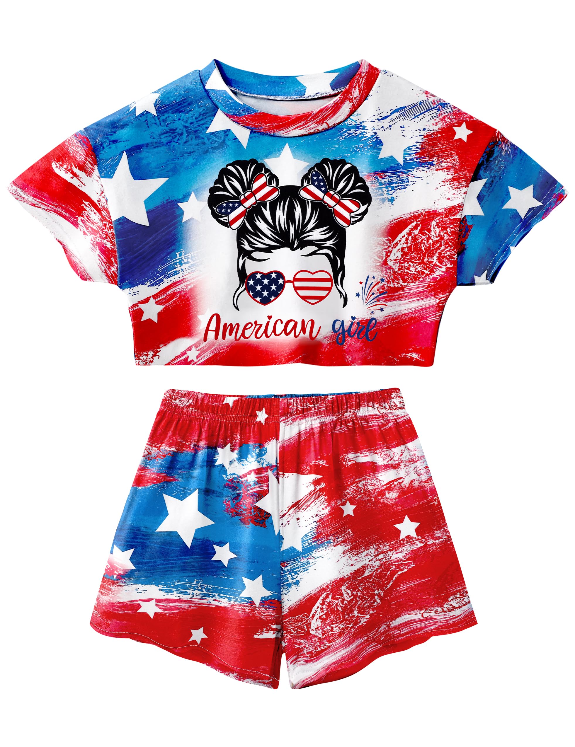 MIGU Toddler Girl Clothes Summer Girls Clothing Sets Girl Stuff T-shirt Shorts Headband 3pcs Sets Gifts…