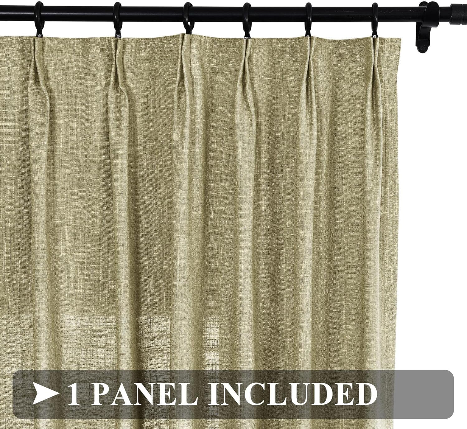 Fcosie Faux Linen Room Darkening Curtain Pinch Pleat Curtain Panels with Tiebacks Extra Wide Curtains for Sliding Glass Door (1 Panel), Width 150 x Length 96 Inches, Cornstalk