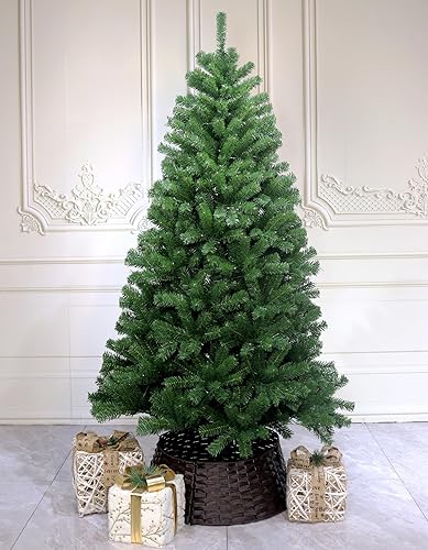 Árbol de Navidad artificial con soporte decorado para fiestas de vacaciones en casa, 5 pies