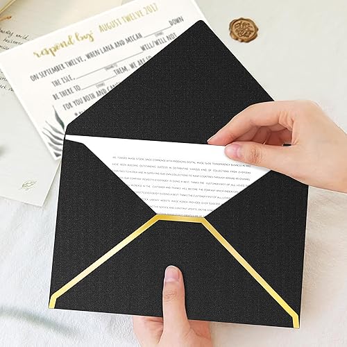 Miniatura 8 de Sobres A7 de 5 x 7 pulgadas, paquete de 100 sobres a granel para invitaciones, sobres de tarjetas de regalo con solapa dorada en V, sobres de correo