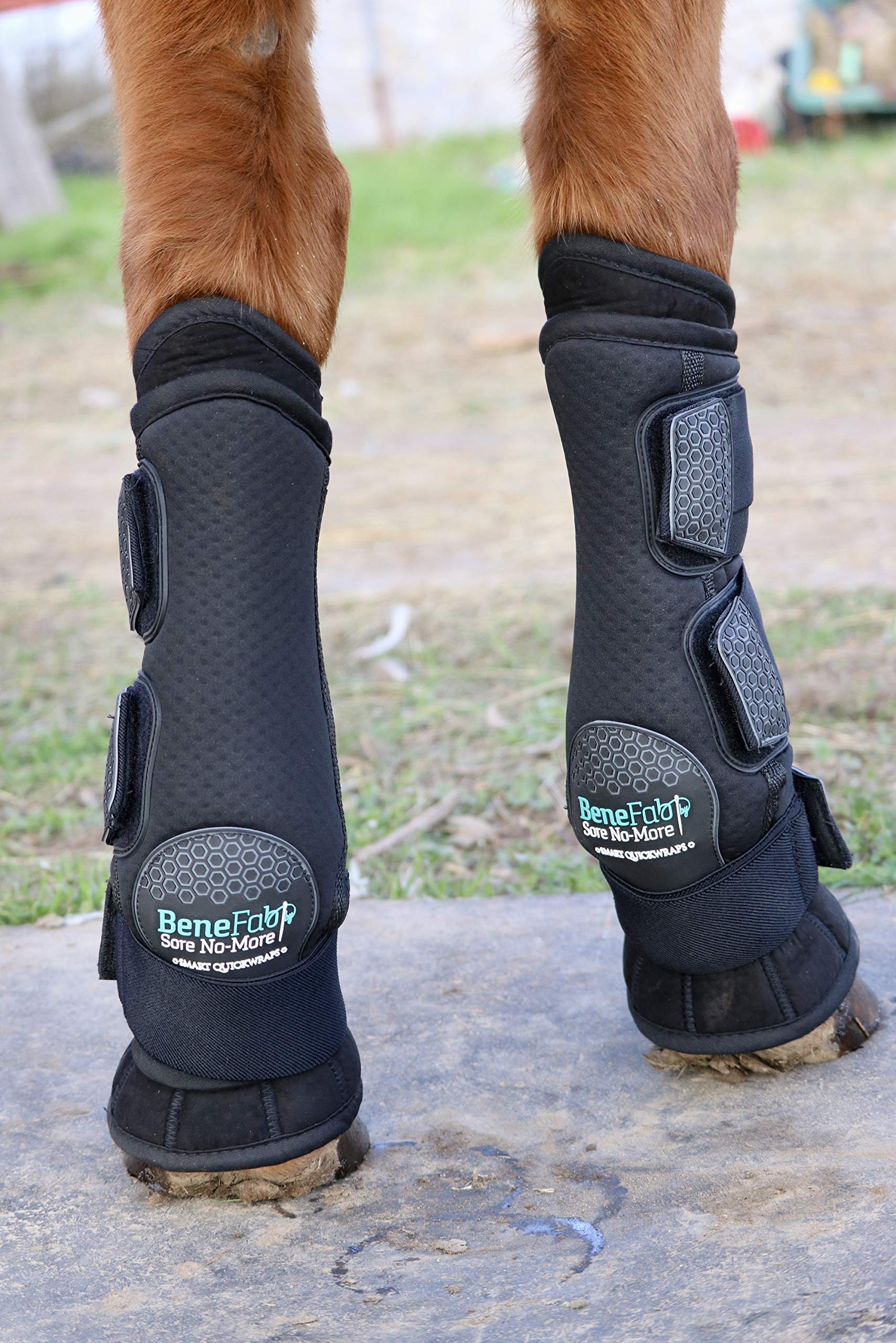 BENEFAB Therapeutische Smart Hind QuickWrap,1 paar/2 Stück Bandagen mit Fern-Infrarot-Technologie und Magnettherapie,stabiler oder schuh,reduziert Schmerzen und Steifheit,Schwarz