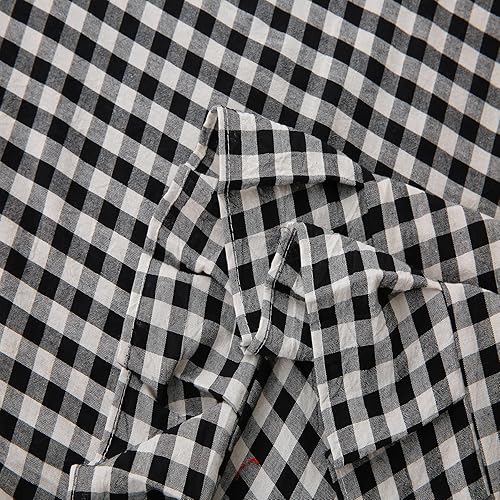 Miniatura 6 de Fundas de almohada cuadradas a cuadros en blanco y negro con volantes, fundas de almohada a cuadros, fundas de almohada de gingham, fundas de Negro