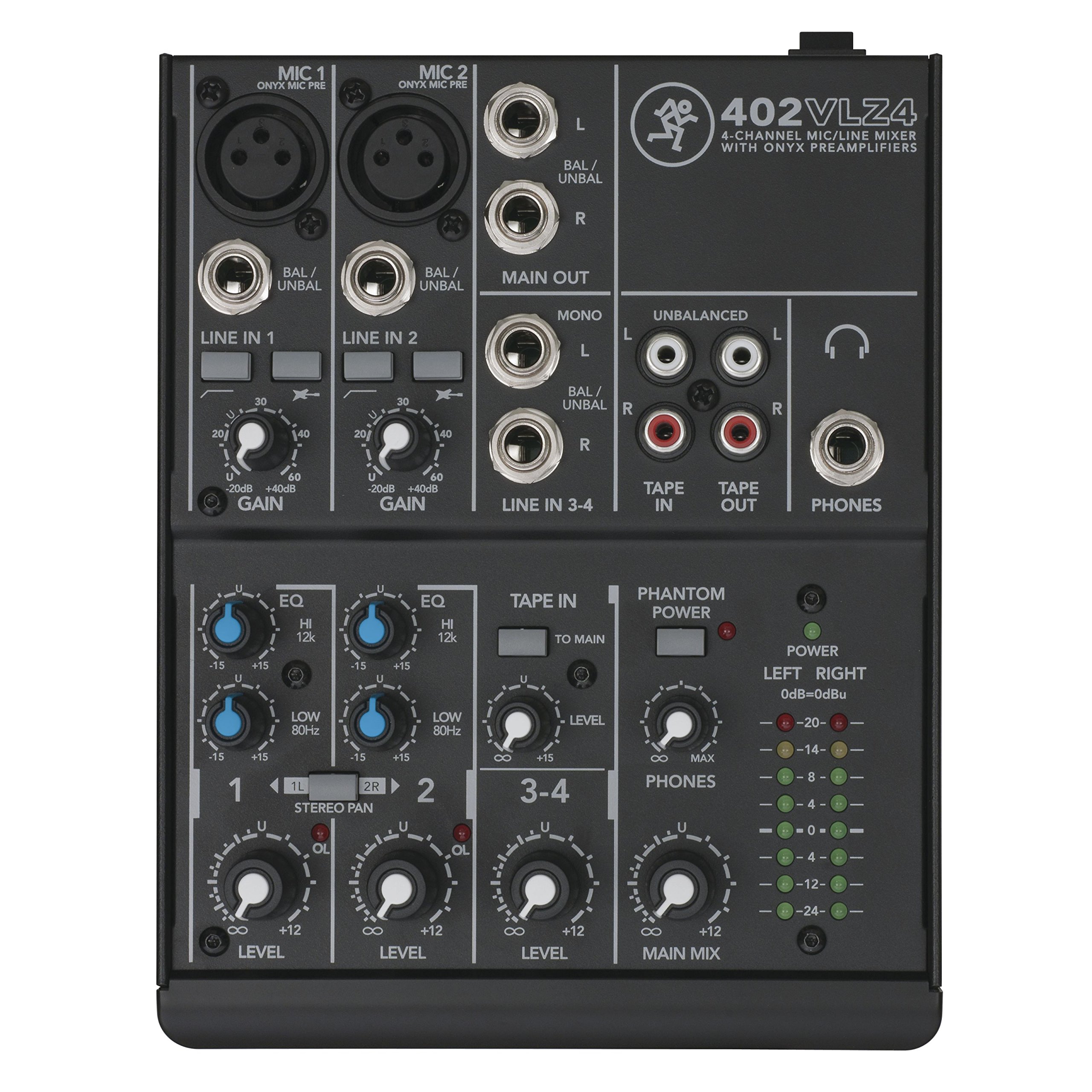 MACKIE 402VLZ4 mezclador analógico compacto de 4 canales con los legendarios previos de micro Onyx