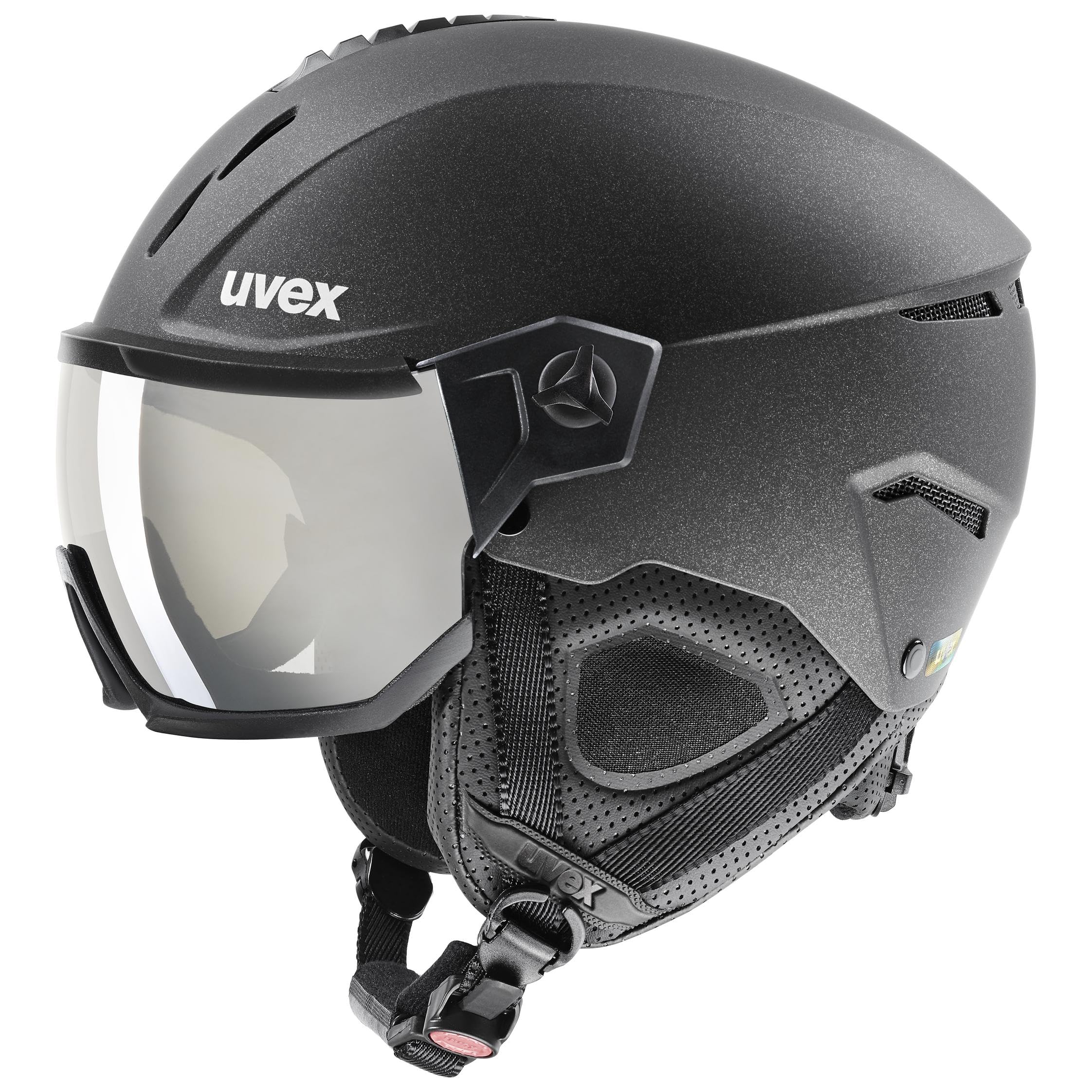 uvex Instinct Visor – robuster Skihelm mit Visier, Black matt, 56–58 cm