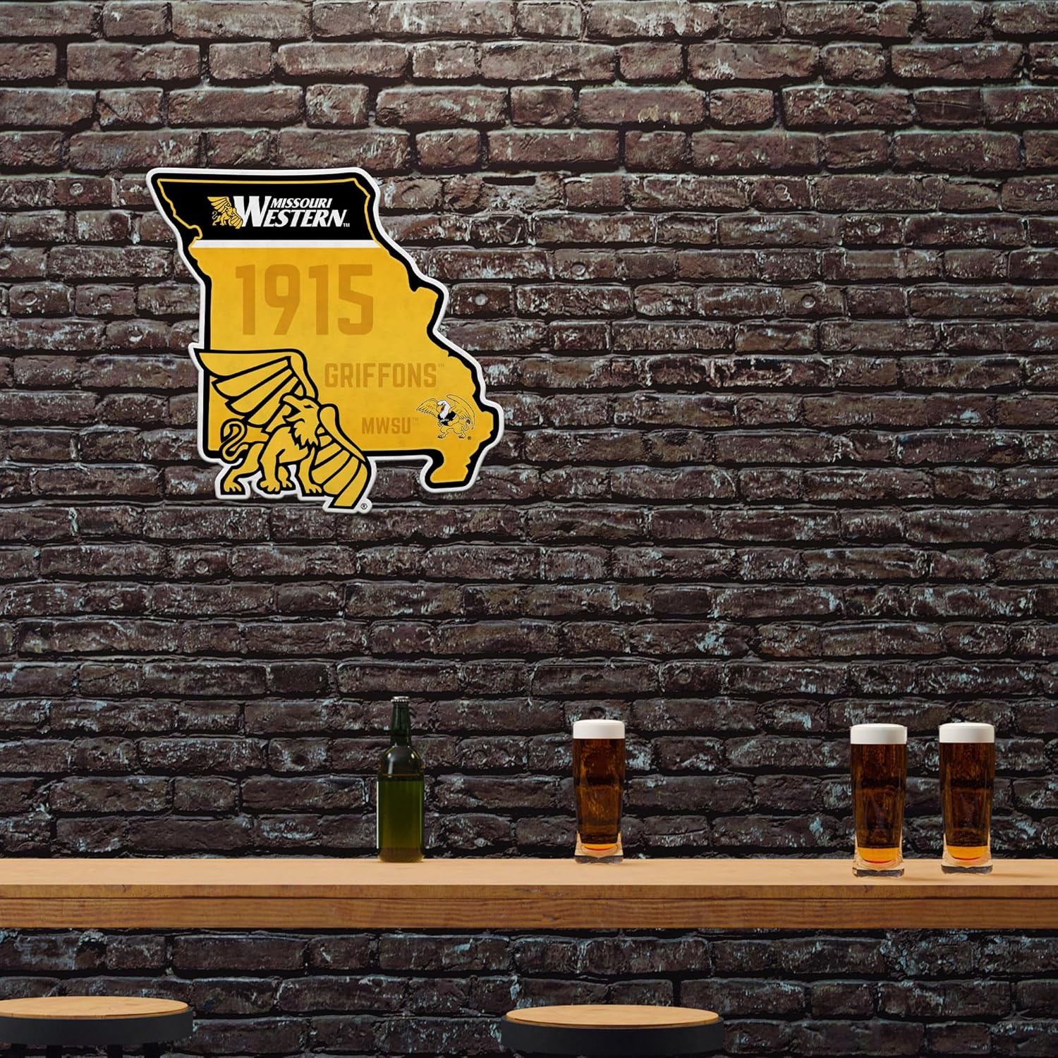 Rico Industries NCAA Missouri Western State Griffons State Shape Cut Pennant - Home and Living Room Décor - Soft Felt EZ to Hang - Image 2