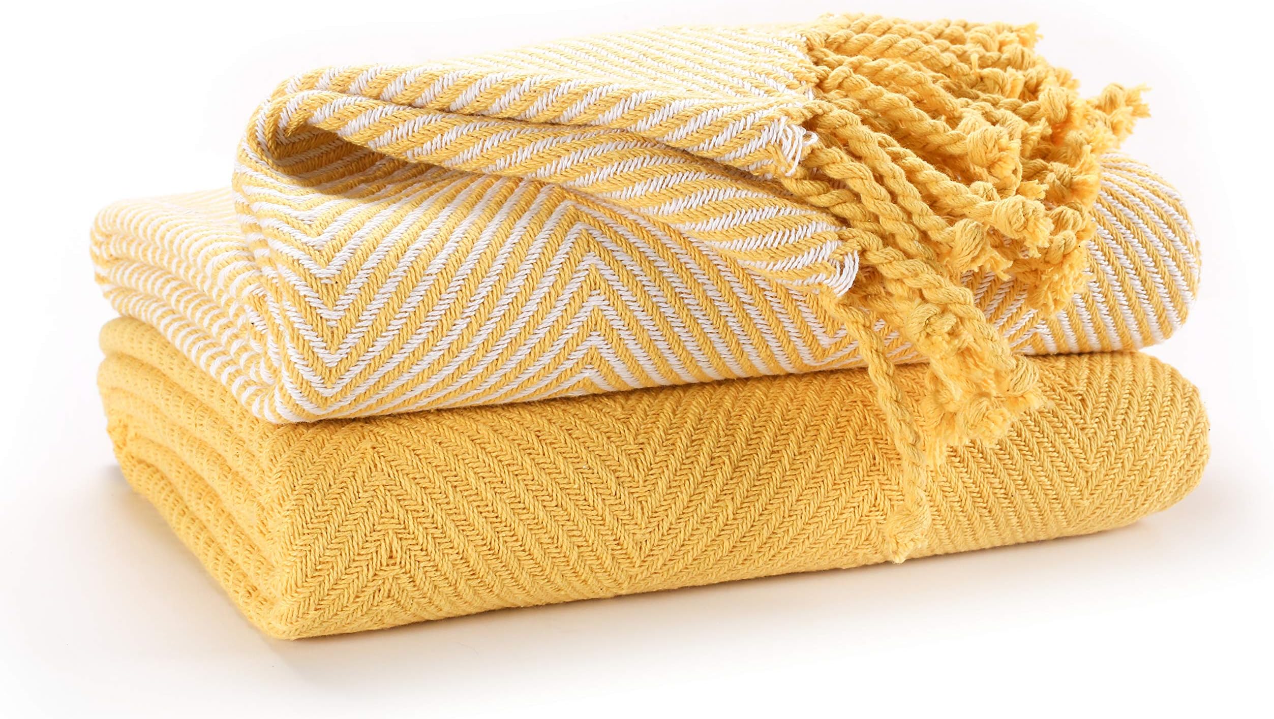 EHC Luxury Throws for Sofa Cover Couch Blanket Pack of 2, Beige Throw