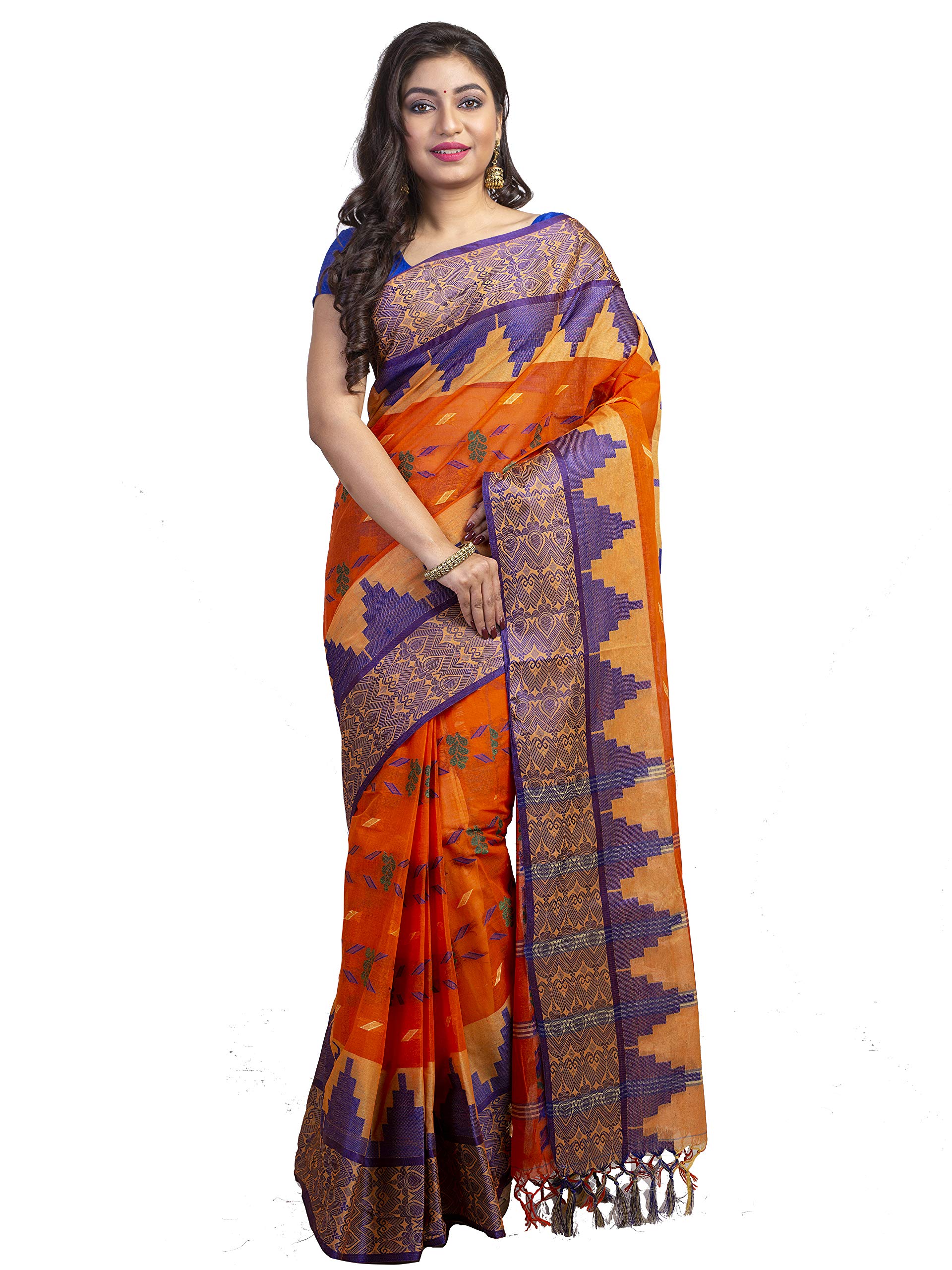 T.J. SAREES Tant Saree Santipuri Fulia Handloom Summer collection Bengal Pure cotton Exclusive Wedding and Party Jamdani With Zari Work Border Saree For Women