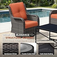 Vista 4 de Joyside Silla mecedora giratoria para exteriores para patio, mecedora de mimbre para exteriores con cojines de tela de olefina adecuada para porche