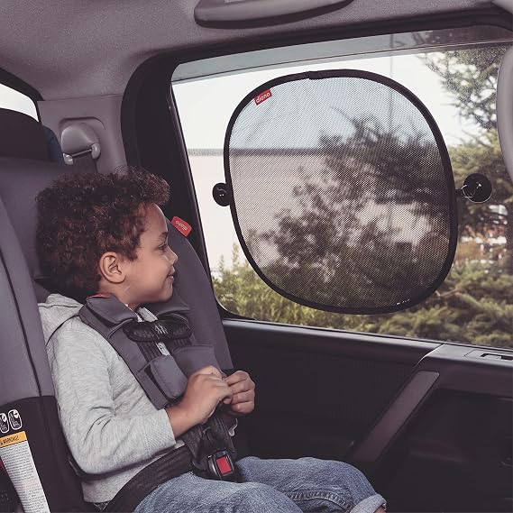 Diono Sun Stoppers Car Window Shades 2 Pack, Car Sun Shade for Side Window with Suction Cups, Blocks Sun Glare UV Rays Perfect for Baby, Kids, Pets Protection