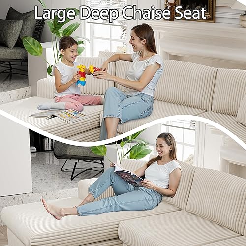 Miniatura 6 de Shintenchi Sofá Seccional Modular de 105", Sofá en Forma de L Sin Estructura con Asiento Profundo, Sofá de Espuma Nube con Chaise de Tamaño Grande,