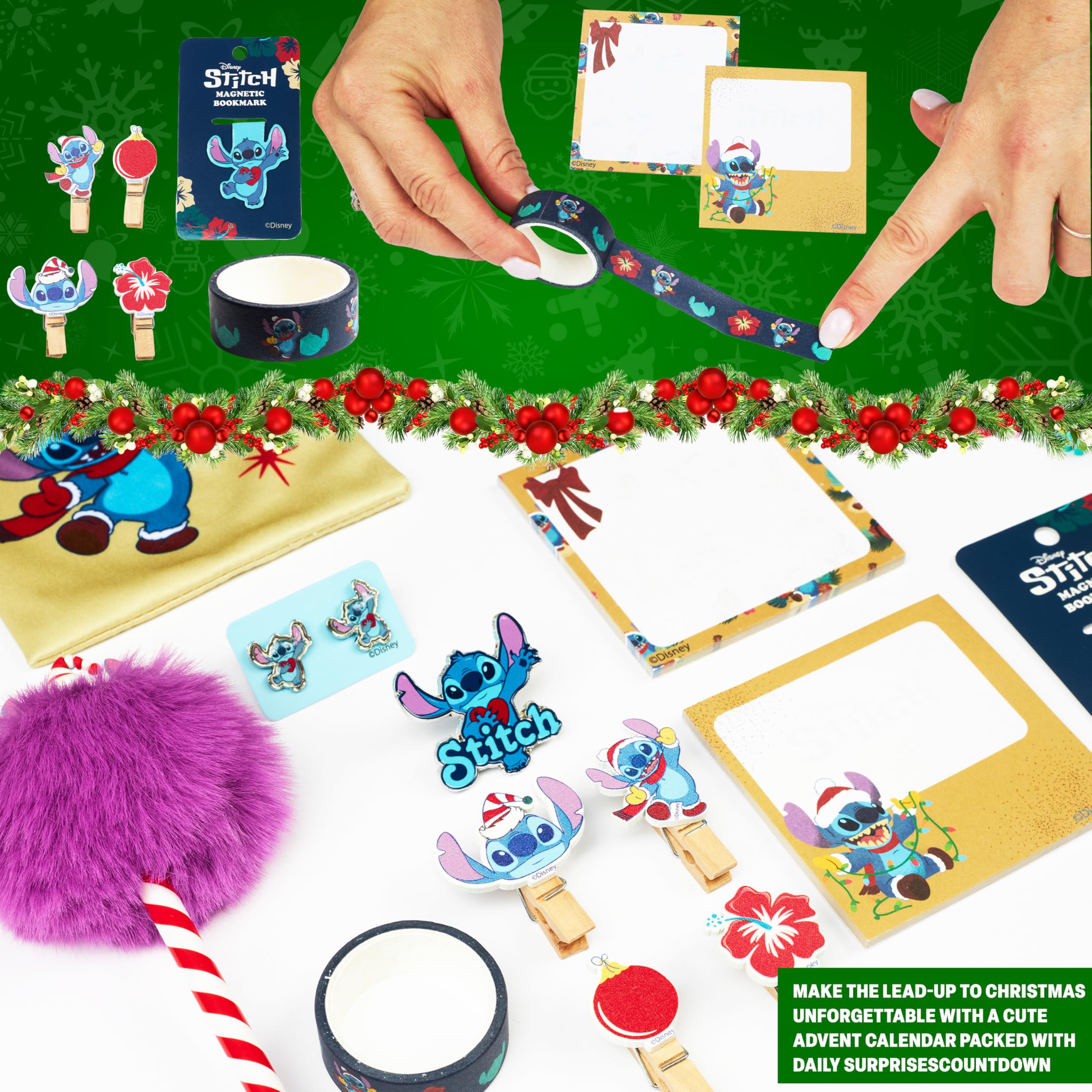Get Trend Disney Stitch Calendario Avvento 2025 Ragazza Adolescenti, Scatola Regalo con Accessori, Calzini, Cancelleria, Set Gioielleria, Idea Regalo (Blu Stitch)