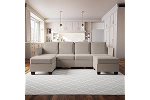 Modern Chenille U-Shaped 6-Seat Sectional Sleeper Couch with Reversible Chaise