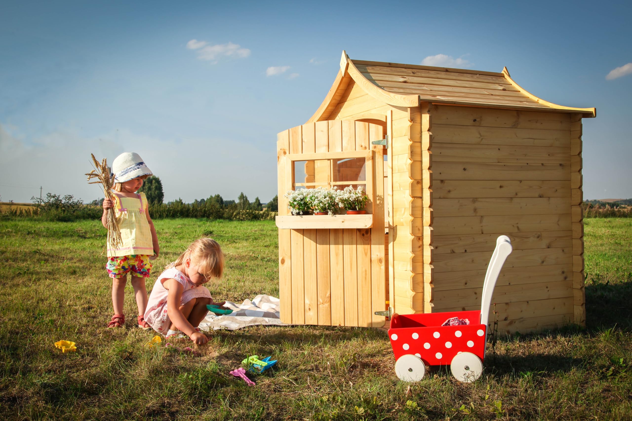 Casa de Madera para niños Exterior TIMBELA M550-1 112x146x152 cm 1,1m2