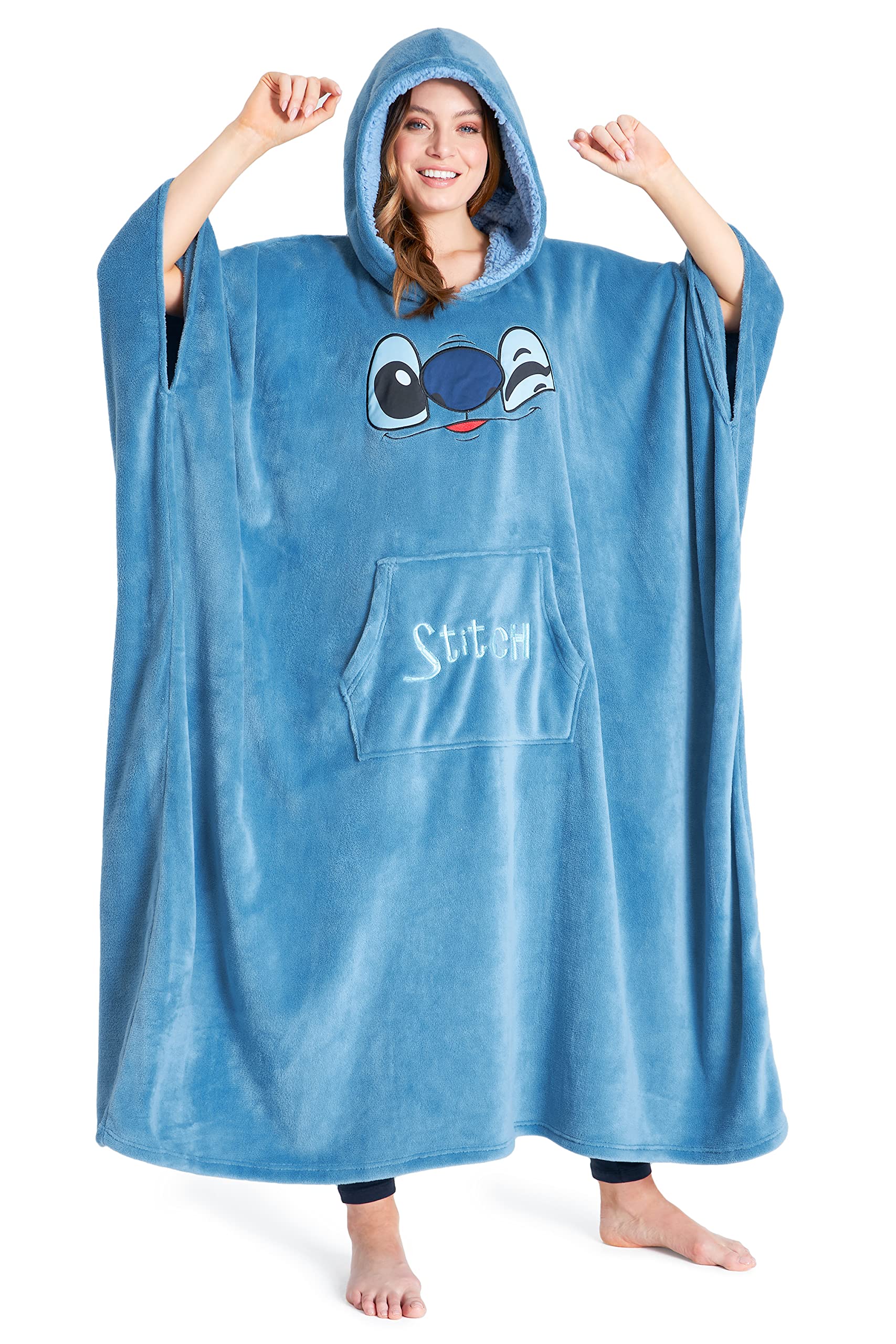 Disney Felpa Donna Ragazza Felpa Coperta Oversize Pile Taglia Unica Stitch