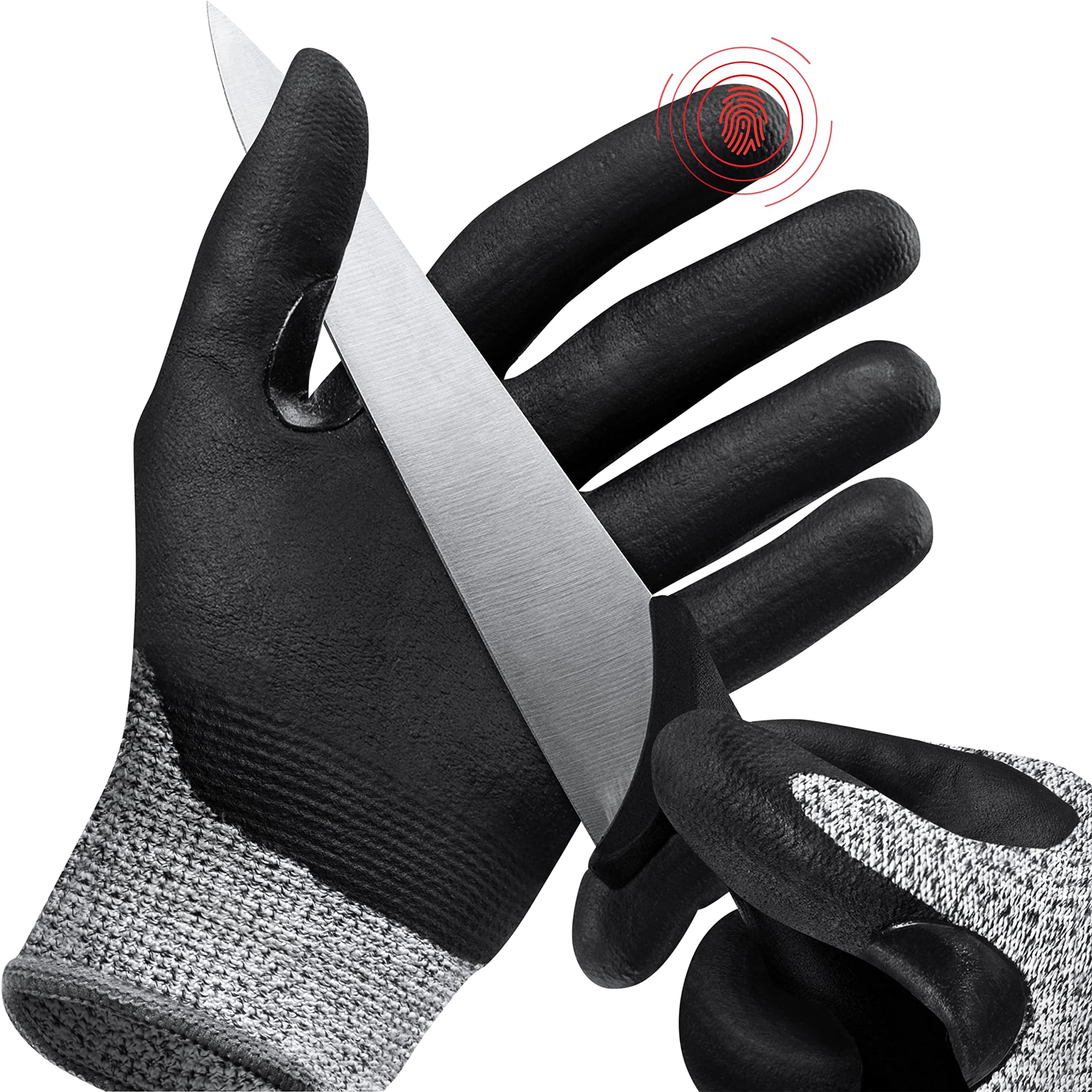 NoCry Professional Cut Resistant Work Gloves for Men and Women with Firm Grip and Waterproof Palms — Cut Resistant Gloves with Touchscreen Tips & Reinforced Thumb — Cutting Gloves or Anti Cut Gloves