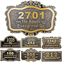 Vista 41 de Placa personalizada de dirección de casa de 12 pulgadas, números fundidos para exteriores, placa de señal de dirección personalizada con nombre