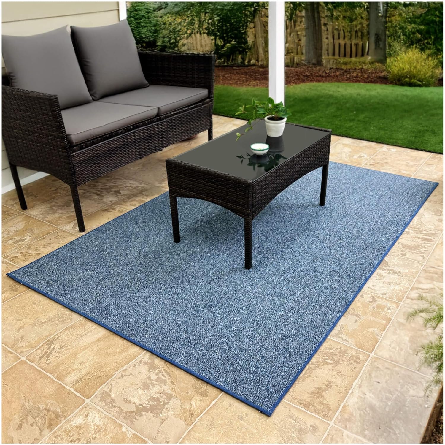 KOECKRITZ Cobalt 4' x 10' Indoor/Outdoor Rug – Waterproof Nylon Carpet Mat for Patio, Deck, Porch, or Entry – Durable Area Rug, Floor Cover, Runner & Stair Tread